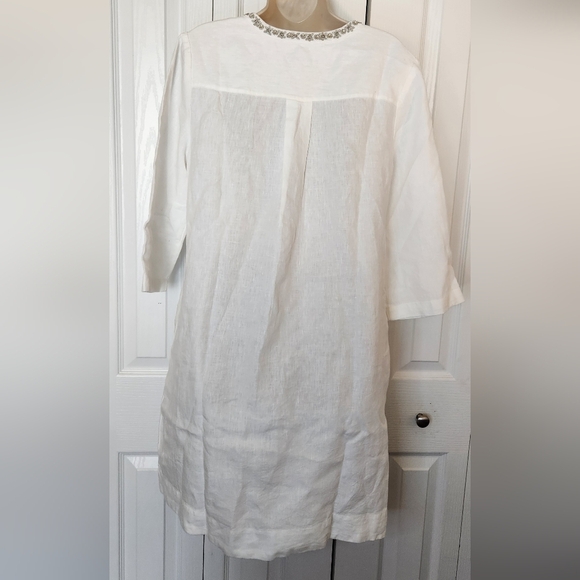 Nwt Chicos 1, Size 8, White Embellished Beaded Tunic with 3/4 Sleeves Pockets - Picture 8 of 14